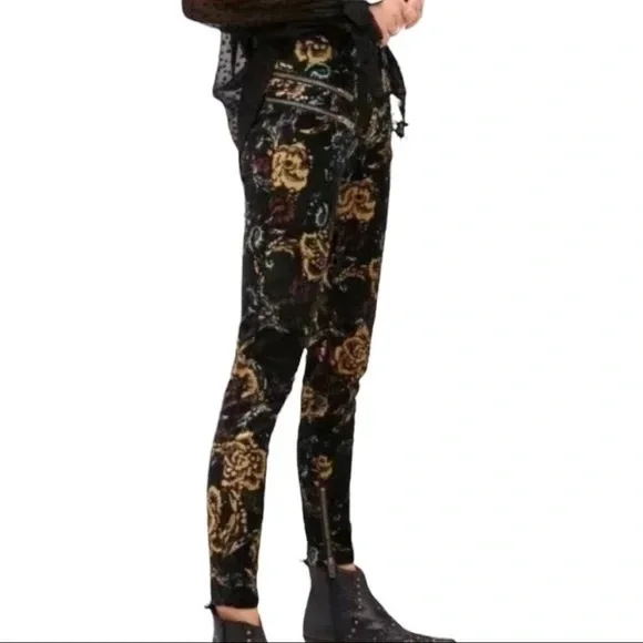 Free People Lennon Floral Velvet Skinny Pants - Picture 2 of 9